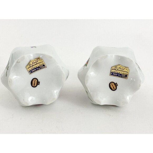 T. LIMOGE Italy Peint A La Main Dresser Vases With Lids 4” Tall Containers 2pc - Picture 10 of 12